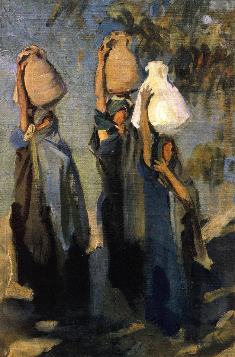 Bedouin Women Carrying Water Jars on gallery wrap