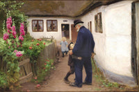 Bedstefader Kommer Paa Besøg by Hans Andersen Brendekilde — hand-painted architectural oil painting reproduction on canvas