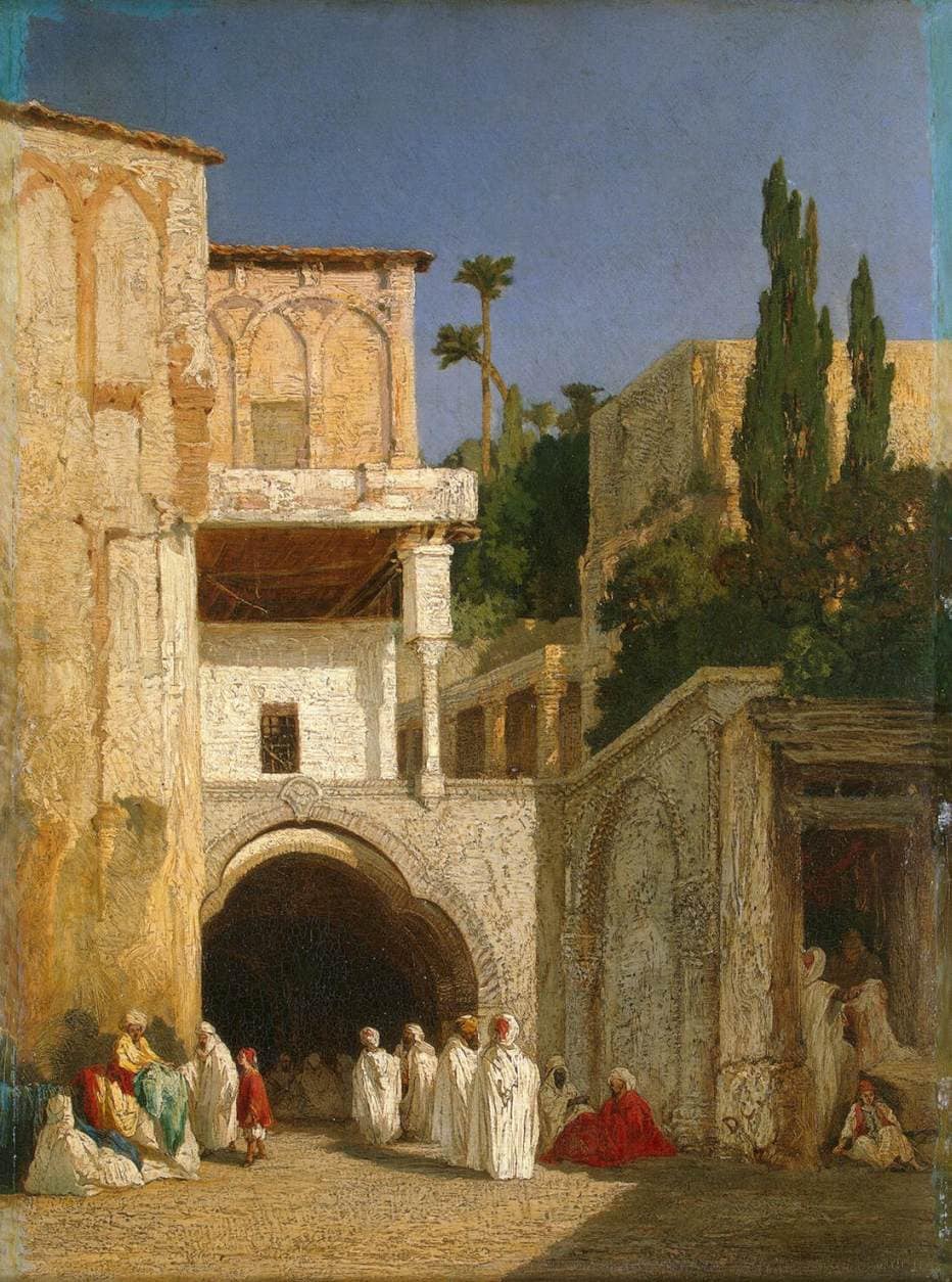 Before a Mosque in Cairo by Alexandre-Gabriel Decamps — hand-painted architectural oil painting reproduction on canvas