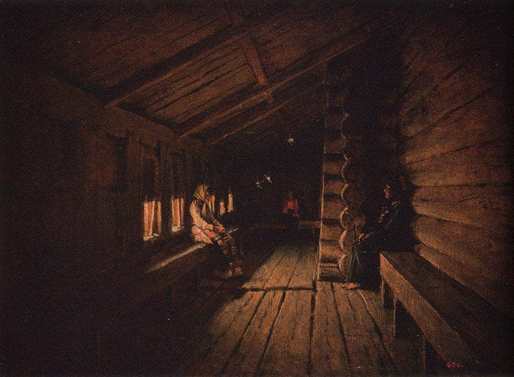 Before the Confession at the Entrance to a Village Church by Vasily Vereshchagin — hand-painted architectural oil painting reproduction on canvas