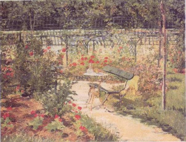 Bench by Edouard Manet — hand-painted botanical oil painting reproduction on canvas