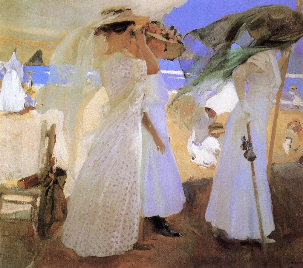 Beneath the Canopy by Joaquín Sorolla — hand-painted portrait oil painting reproduction on canvas