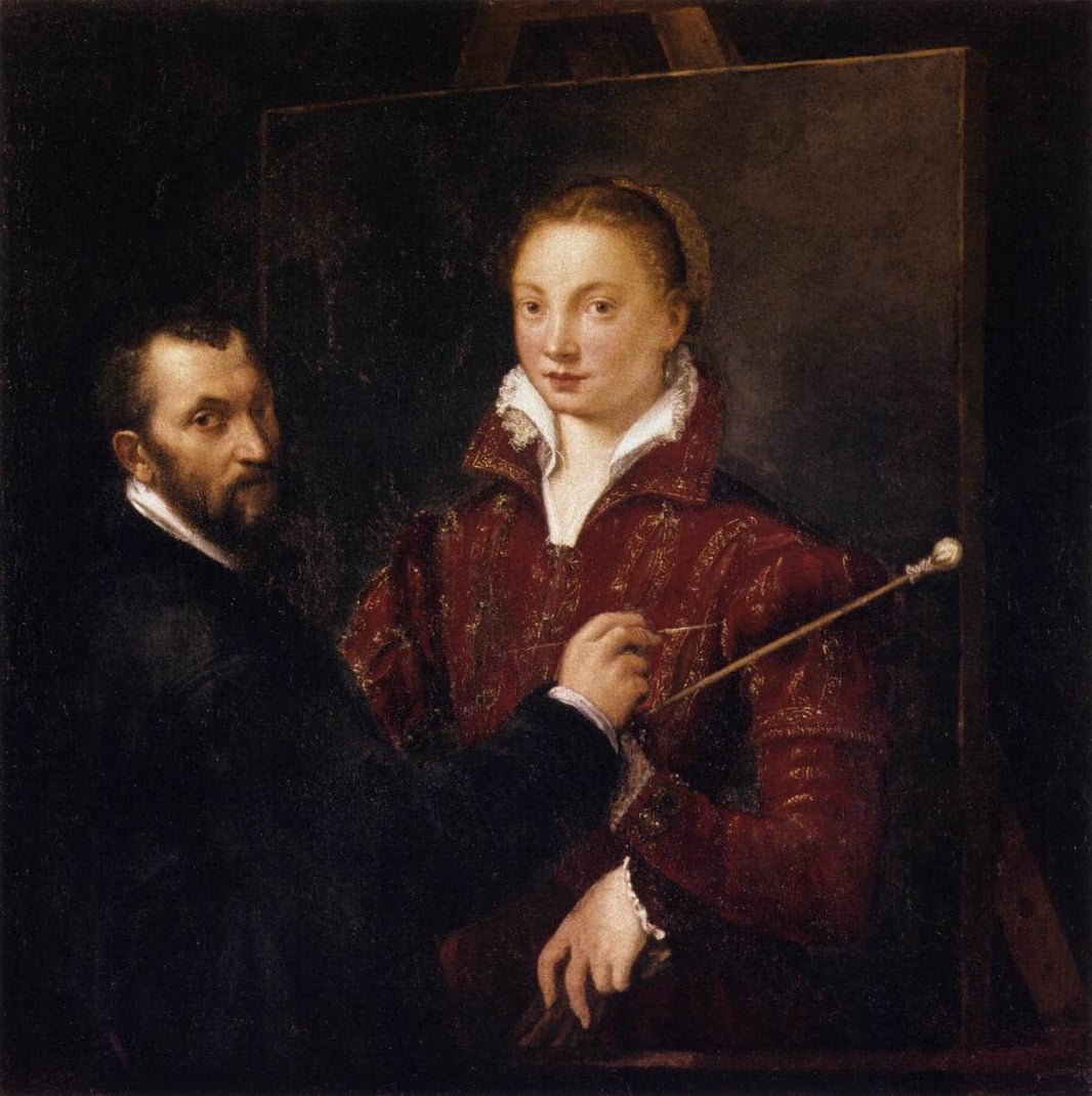 Bernardino Campi Painting Sofonisba Anguissola by Sofonisba Anguissola — hand-painted portrait oil painting reproduction on canvas