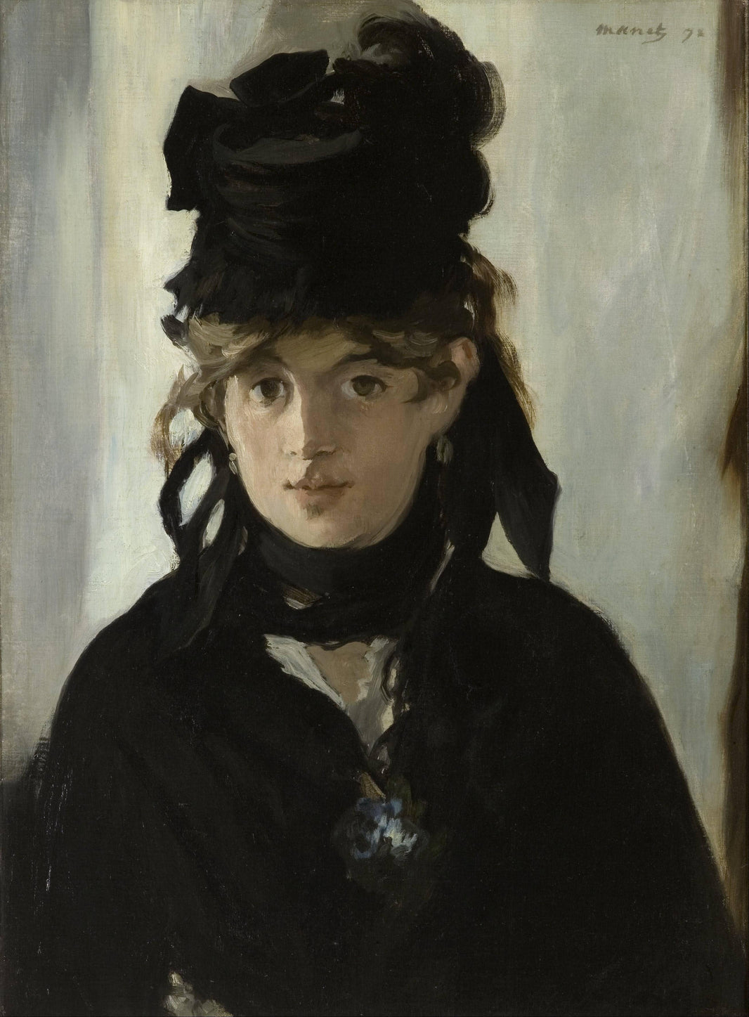 Berthe Morisot with a bouquet of violets by Edouard Manet — hand-painted portrait oil painting reproduction on canvas