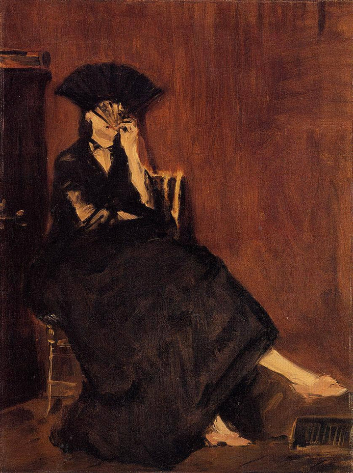 Berthe Morisot with a Fan by Edouard Manet — hand-painted portrait oil painting reproduction on canvas