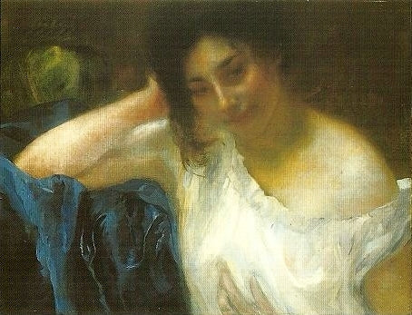 A Woman with a Blue Drapery - Paul-Albert Besnard