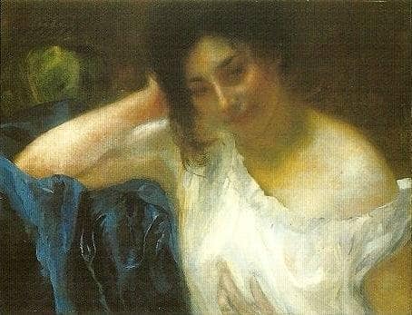 A Woman with a Blue Drapery by Paul-Albert Besnard — hand-painted portrait oil painting reproduction on canvas