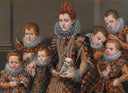 Bianca degli Utili Maselli, holding a dog and surrounded by six of her children by Lavinia Fontana — hand-painted portrait oil painting reproduction on canvas