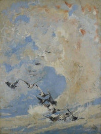 Flight of pigeons by Mosè Bianchi — hand-painted abstract oil painting reproduction on canvas