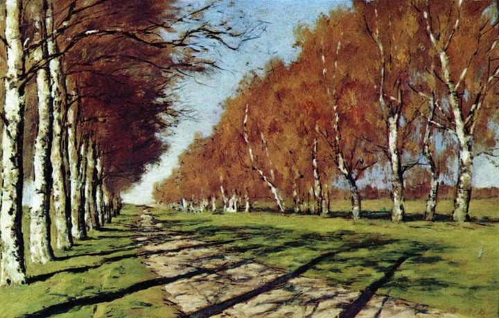 Big road. Sunny autumn day. by Isaac Levitan — hand-painted botanical oil painting reproduction on canvas