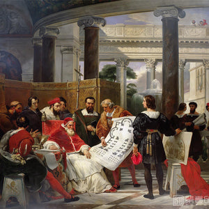 Pope Julius II ordering Bramante, Michelangelo and Raphael to construct the Vatican and St. Peter's by Horace Vernet — Oil Painting Reproduction