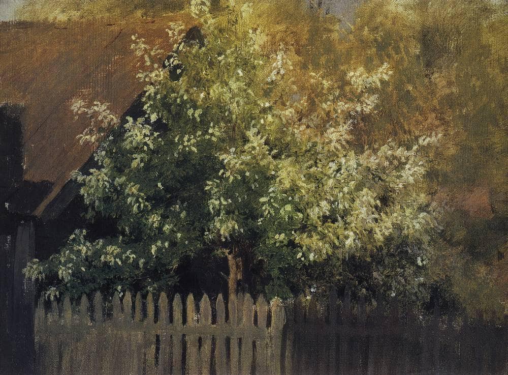 Bird Cherry Tree by Isaac Levitan — hand-painted botanical oil painting reproduction on canvas