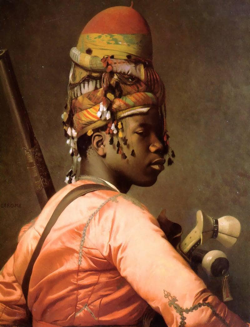 Black Bashi Bazouk by Jean-Leon Gerome — hand-painted portrait oil painting reproduction on canvas