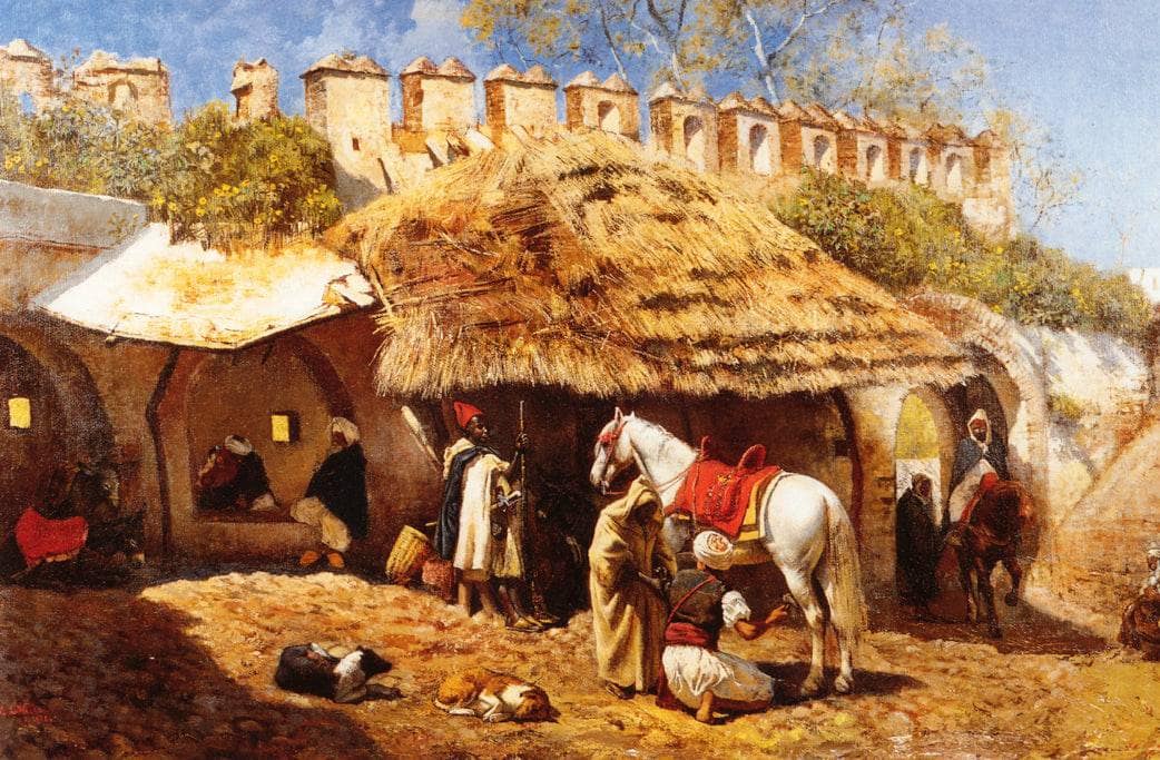 Blacksmith Shop at Tangiers by Edwin Lord Weeks — hand-painted animal oil painting reproduction on canvas