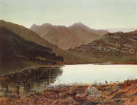 Blea tarn at first light, Langdale pikes in the distance by John Atkinson Grimshaw — hand-painted eco oil painting reproduction on canvas
