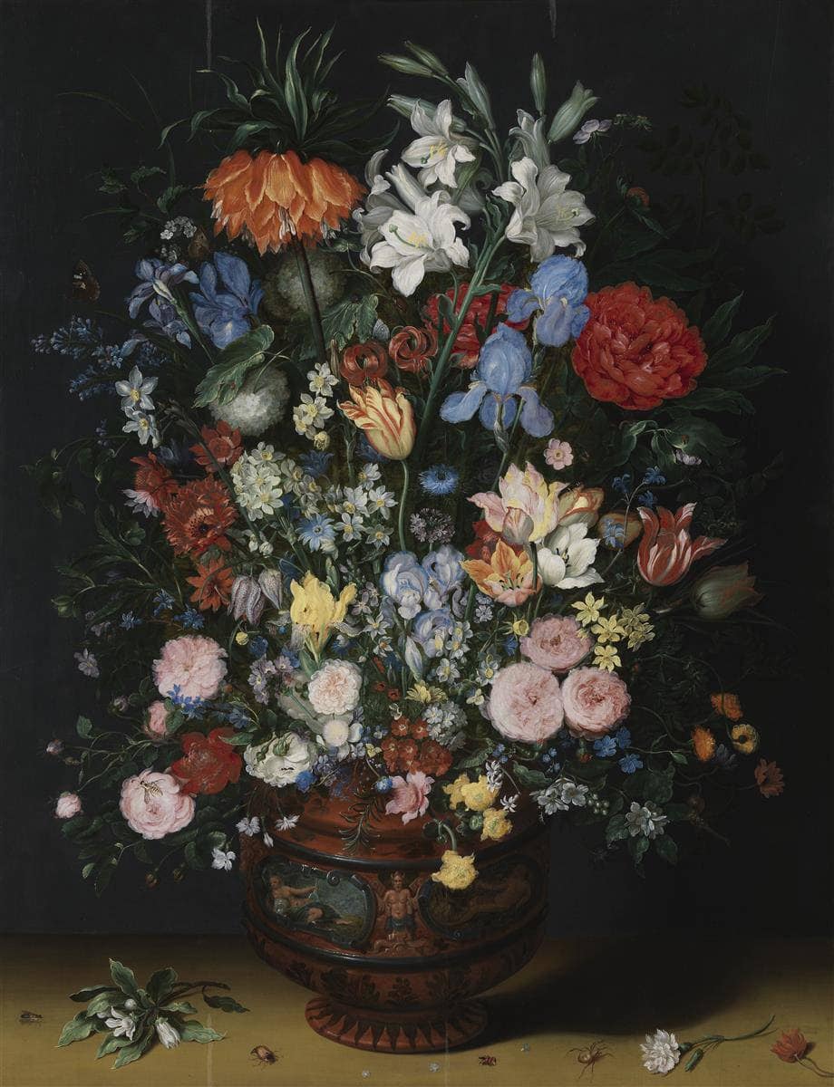 Flowers in a Vase by Jan Brueghel the Elder — hand-painted botanical oil painting reproduction on canvas