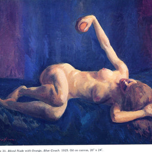 Blond Nude with Orange, Blue Couch