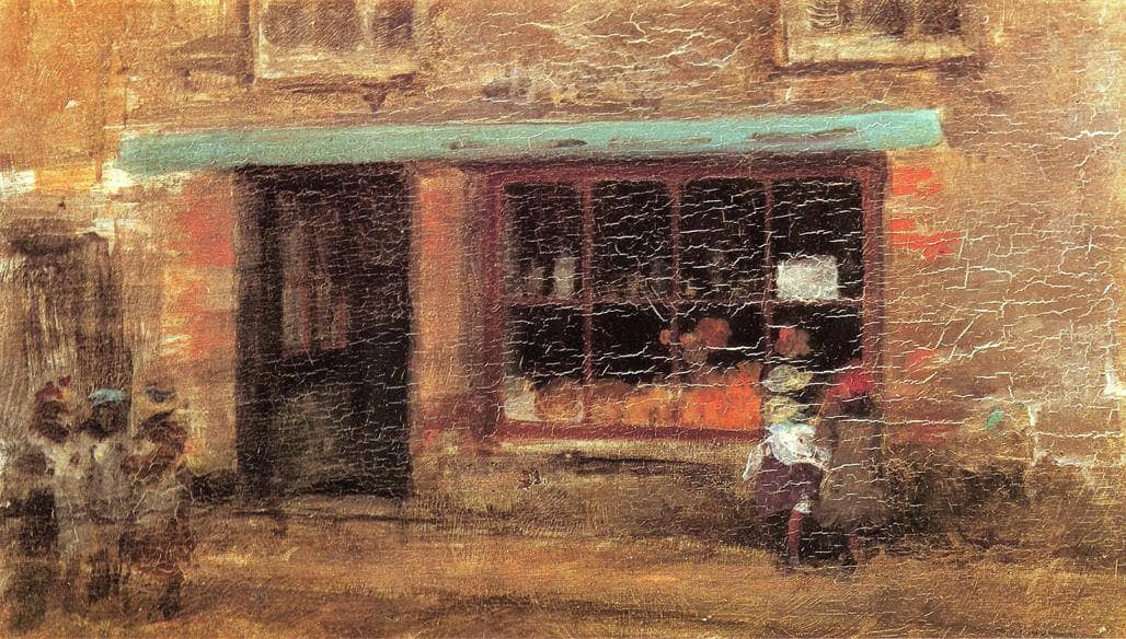 Blue and Orange: The Sweet Shop by James McNeill Whistler — hand-painted landscape oil painting reproduction on canvas