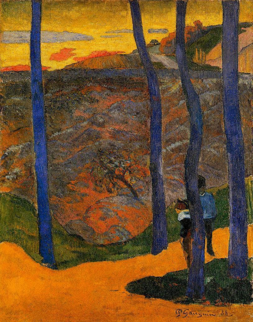 Blue trees by Paul Gauguin — hand-painted botanical oil painting reproduction on canvas