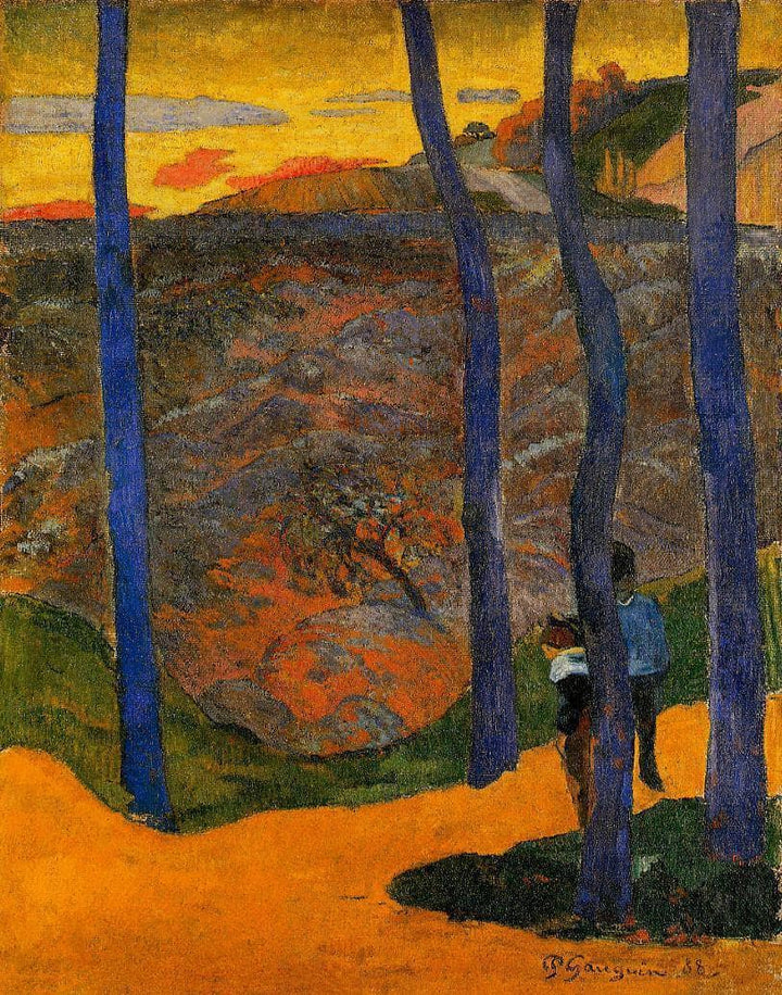 Blue trees by Paul Gauguin — hand-painted botanical oil painting reproduction on canvas