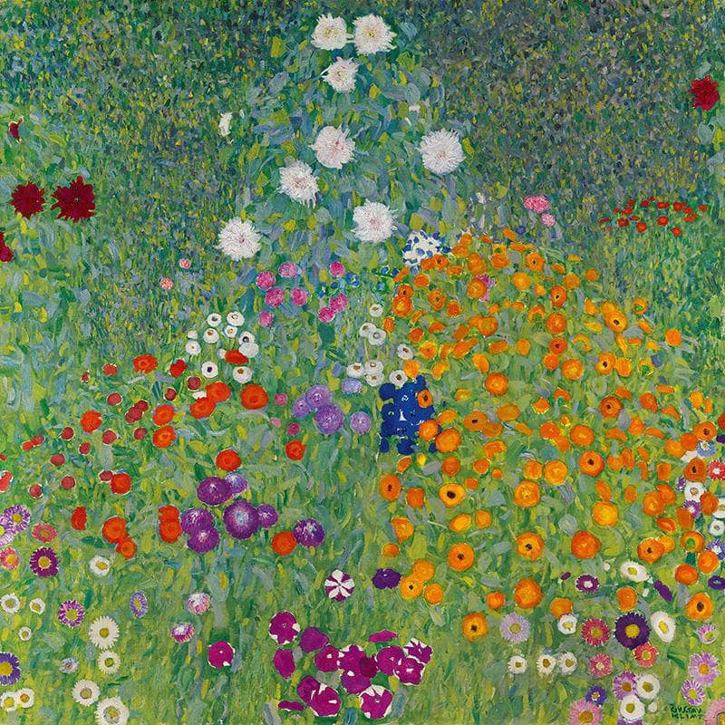 Blumengarten by Gustav Klimt — hand-painted botanical oil painting reproduction on canvas