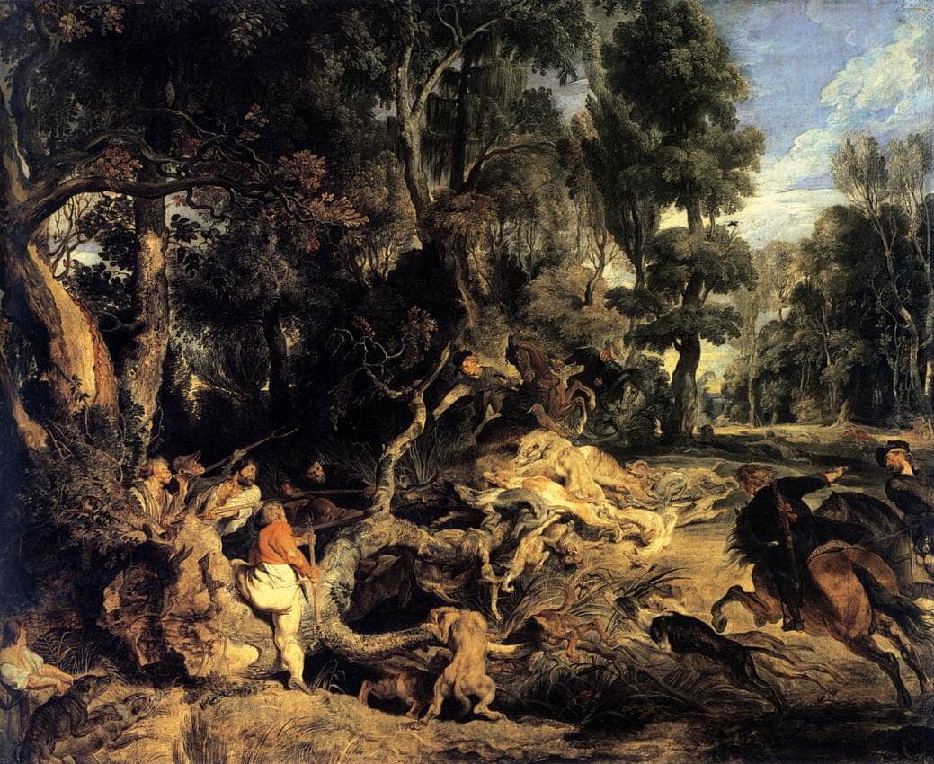 Boar Hunt by Peter Paul Rubens — hand-painted botanical oil painting reproduction on canvas