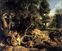Boar Hunt by Peter Paul Rubens — forest oil painting wall art, Baroque