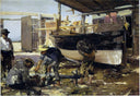 Boat Builders by Joaquín Sorolla — hand-painted architectural oil painting reproduction on canvas
