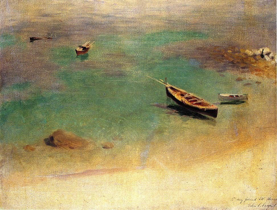 Boat in the Waters off Capri by John Singer Sargent — hand-painted landscape oil painting reproduction on canvas
