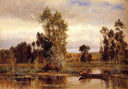 Boat on a Pond by Charles-Francois Daubigny — ships oil painting wall art, Realism