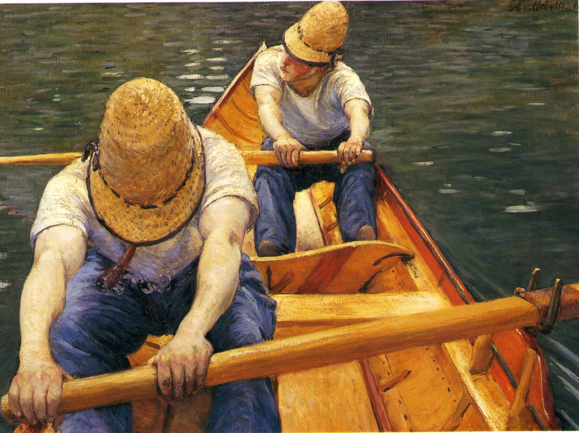 Boaters Rowing on the Yerres - Gustave Caillebotte