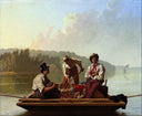 Boatmen on the Missouri by George Caleb Bingham — hand-painted landscape oil painting reproduction on canvas