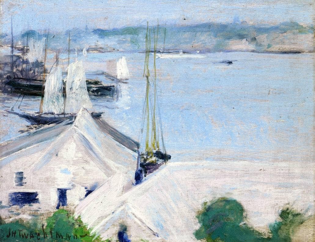 Boats at Anchor by John Henry Twachtman — hand-painted landscape oil painting reproduction on canvas