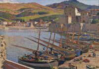 Boats at Collioure by Henri Martin — hand-painted architectural oil painting reproduction on canvas