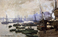 Boats in the Pool of London by Claude Monet — hand-painted landscape oil painting reproduction on canvas