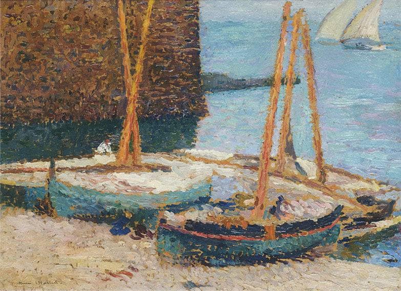 Boats in the Port of Collioure by Henri Martin — hand-painted landscape oil painting reproduction on canvas