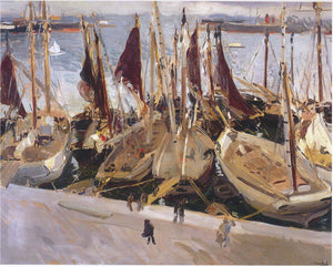 Boats in the Port, Valencia - Joaquín Sorolla