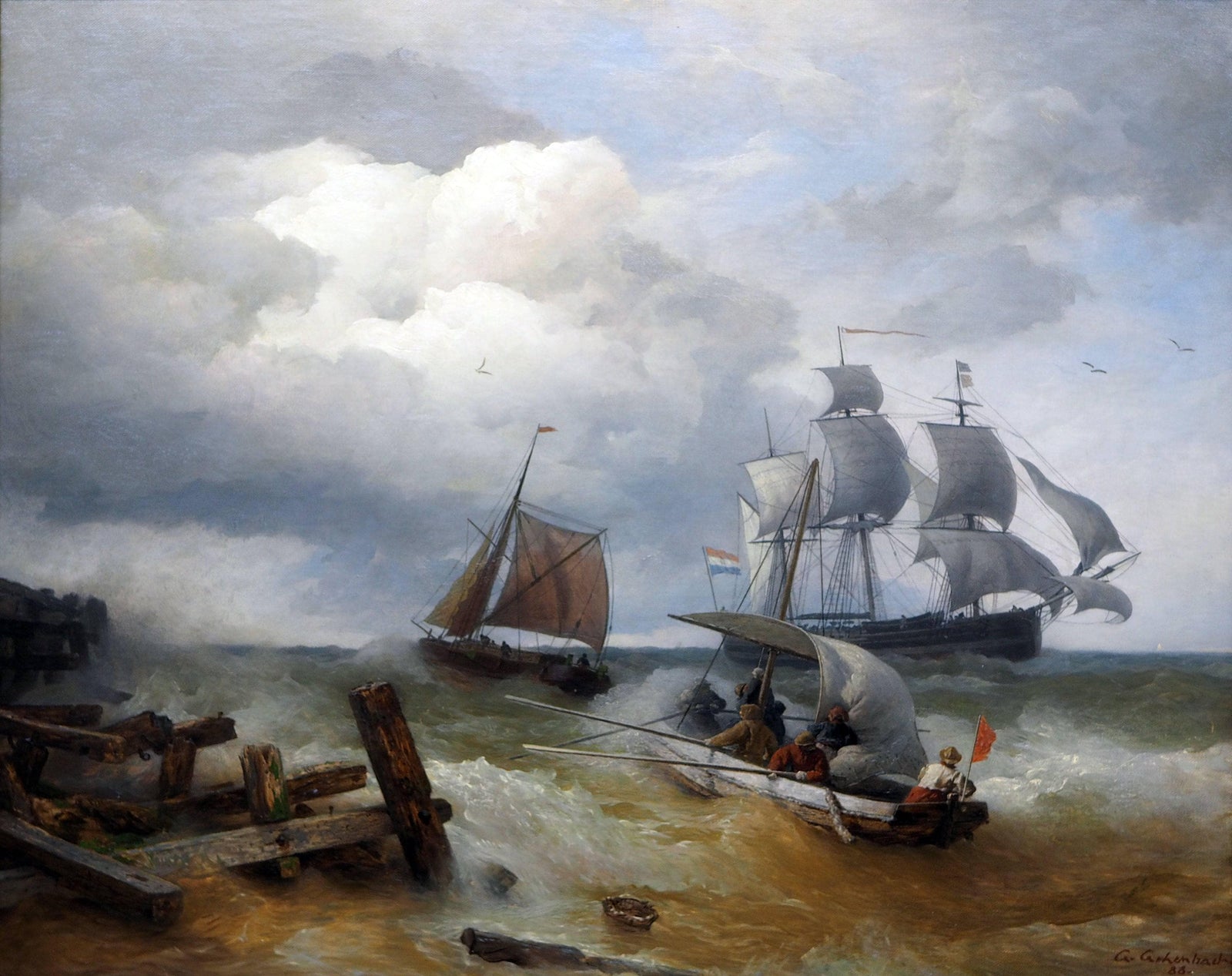 Boats On A Stormy Sea