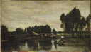 Boats on the Oise by Charles-Francois Daubigny — ships oil painting wall art, Realism