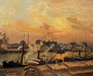 Boats, Sunset, Rouen - Camille Pissarro