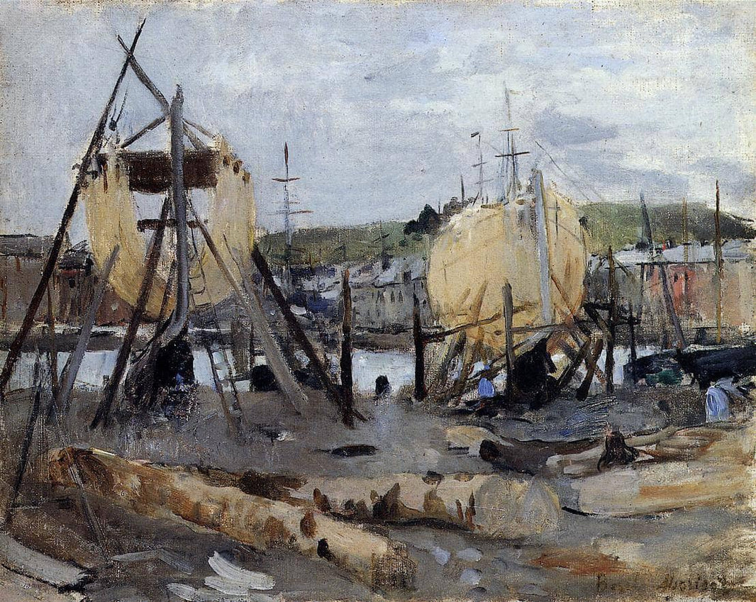 Boats under Construction by Berthe Morisot — hand-painted landscape oil painting reproduction on canvas