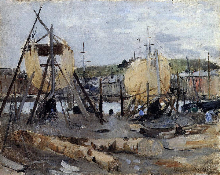 Boats under Construction by Berthe Morisot — hand-painted landscape oil painting reproduction on canvas