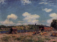 Boatyard at Saint Mammes by Alfred Sisley — hand-painted landscape oil painting reproduction on canvas