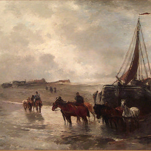 Launching a fisher boat in Holland