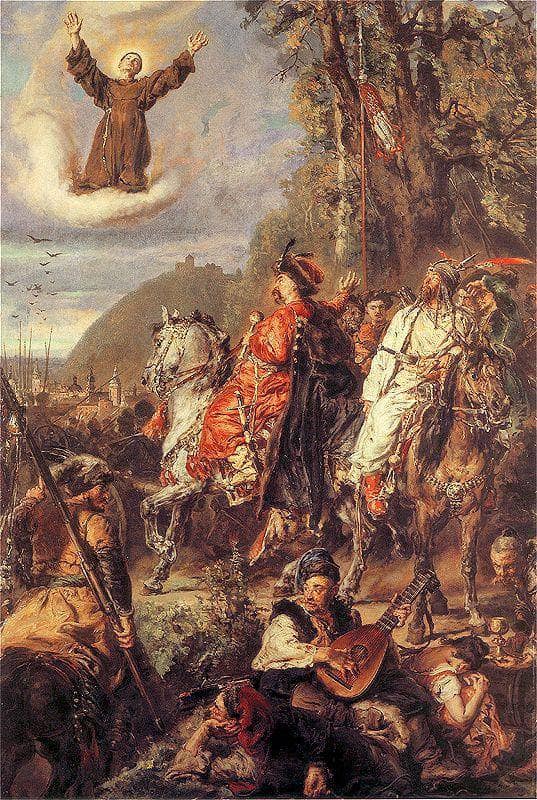 Bohdan Khmelnytsky with Tugai Bey near Lviv by Jan Matejko — hand-painted cultural oil painting reproduction on canvas