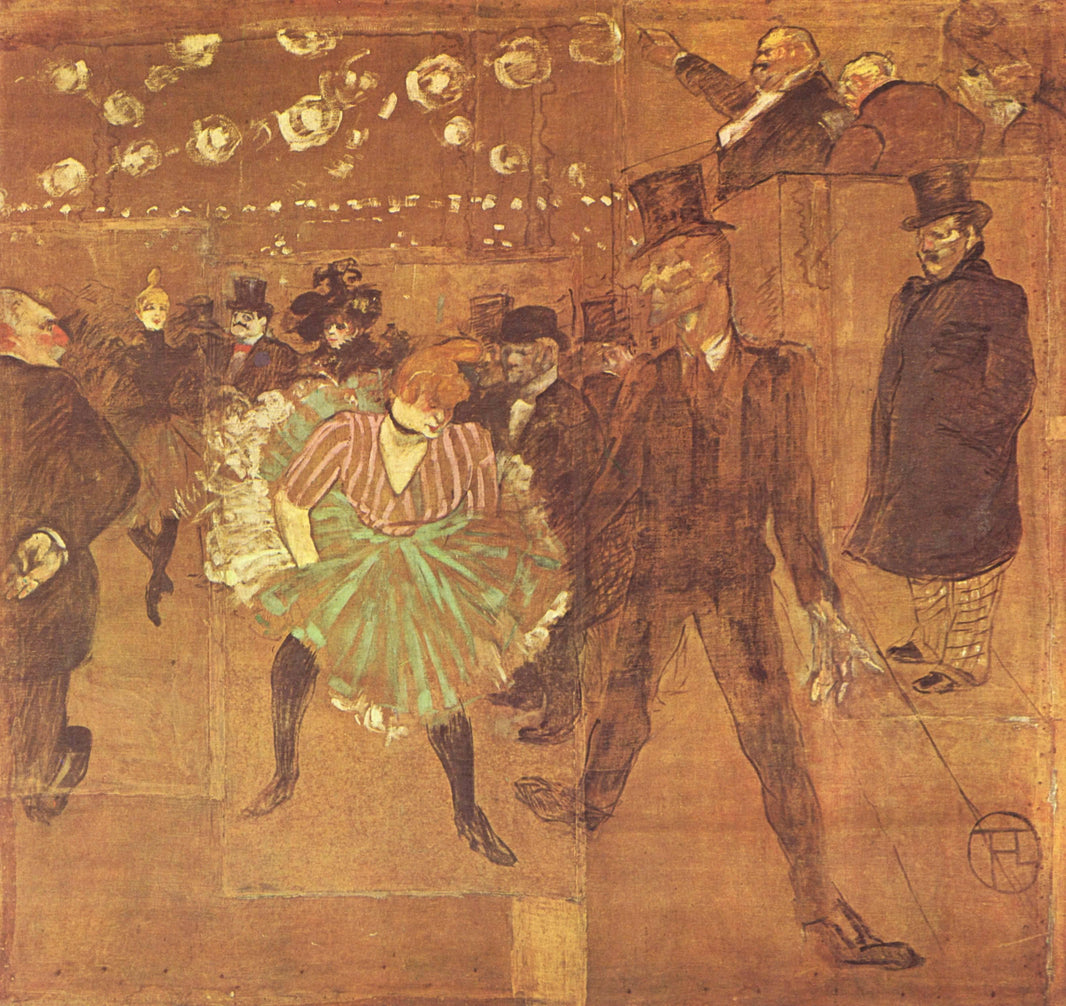 Booth of La Goulue at the Foire du Trone (Dance at the Moulin Rouge) by Henri de Toulouse-Lautrec — hand-painted portrait oil painting reproduction on canvas