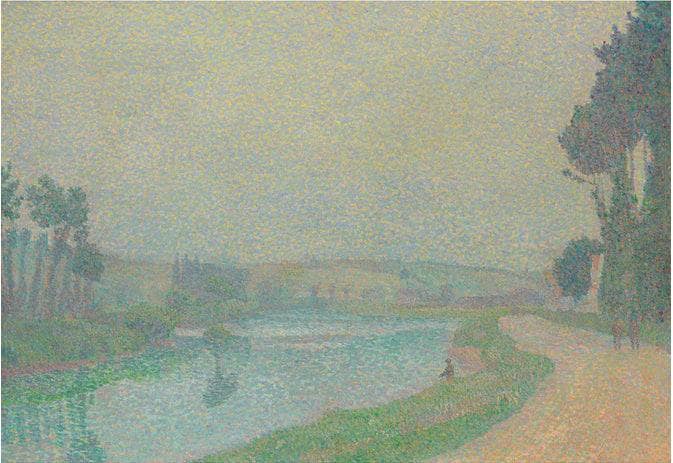 Bord De L'oise À L'aube, Pontoise by Louis Hayet — hand-painted landscape oil painting reproduction on canvas