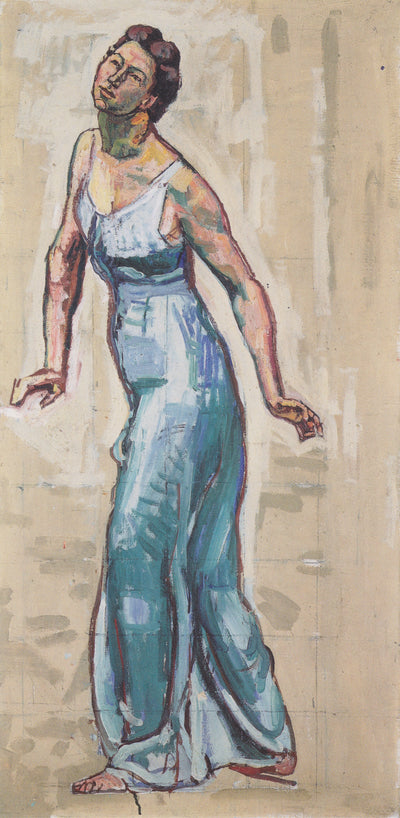 Border woman figure in blue Gwand