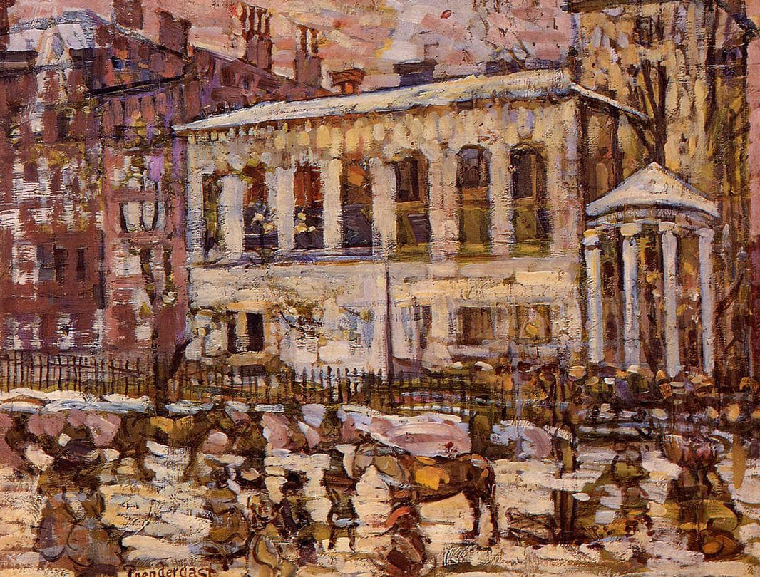 Boston, Snowy Day by Maurice Prendergast — hand-painted architectural oil painting reproduction on canvas