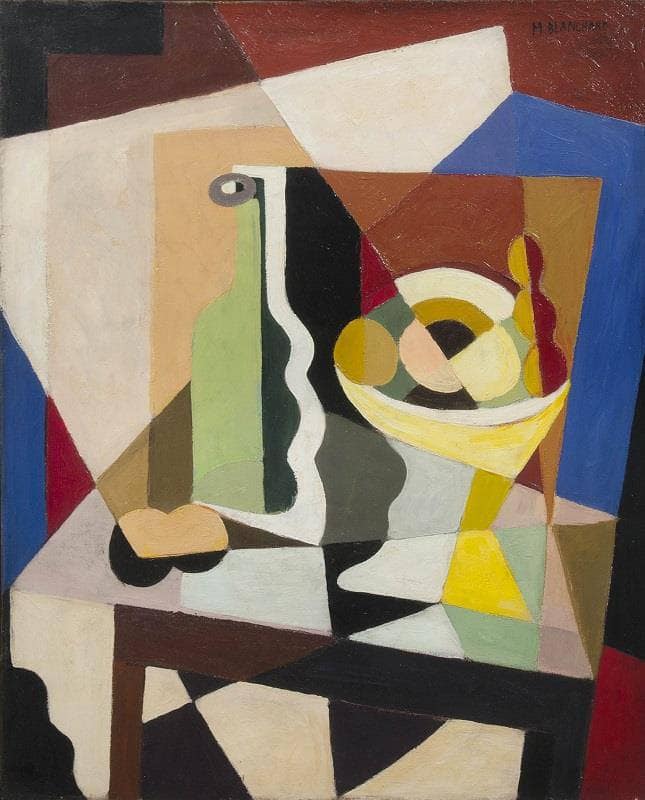 Botella Y Frutero Sobre Una Mesa by Maria Blanchard — hand-painted abstract oil painting reproduction on canvas